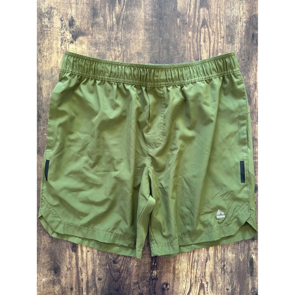 RBX Performance Mens Active Running Shorts Olive Green Size Large X-Dri Training